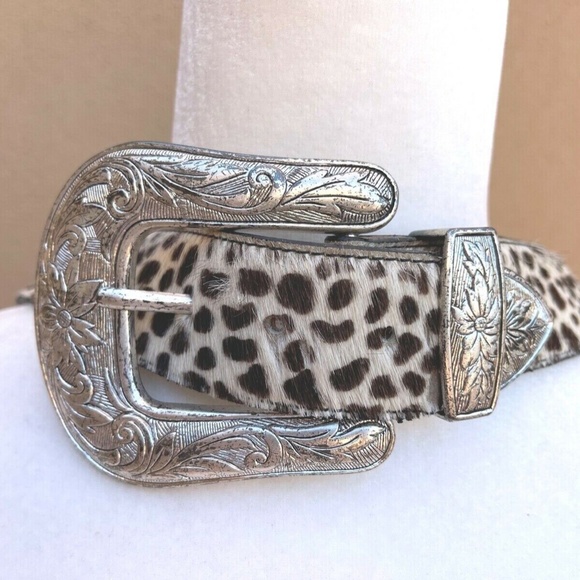 Leopard Print Belt with Silver Buckle main image 4